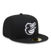 New Era Baltimore Orioles Black 59FIFTY Fitted Hat front right view