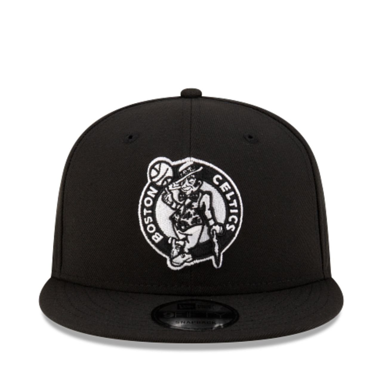 New Era Boston Celtics 9FIFTY Snapback Hat - Black White front view