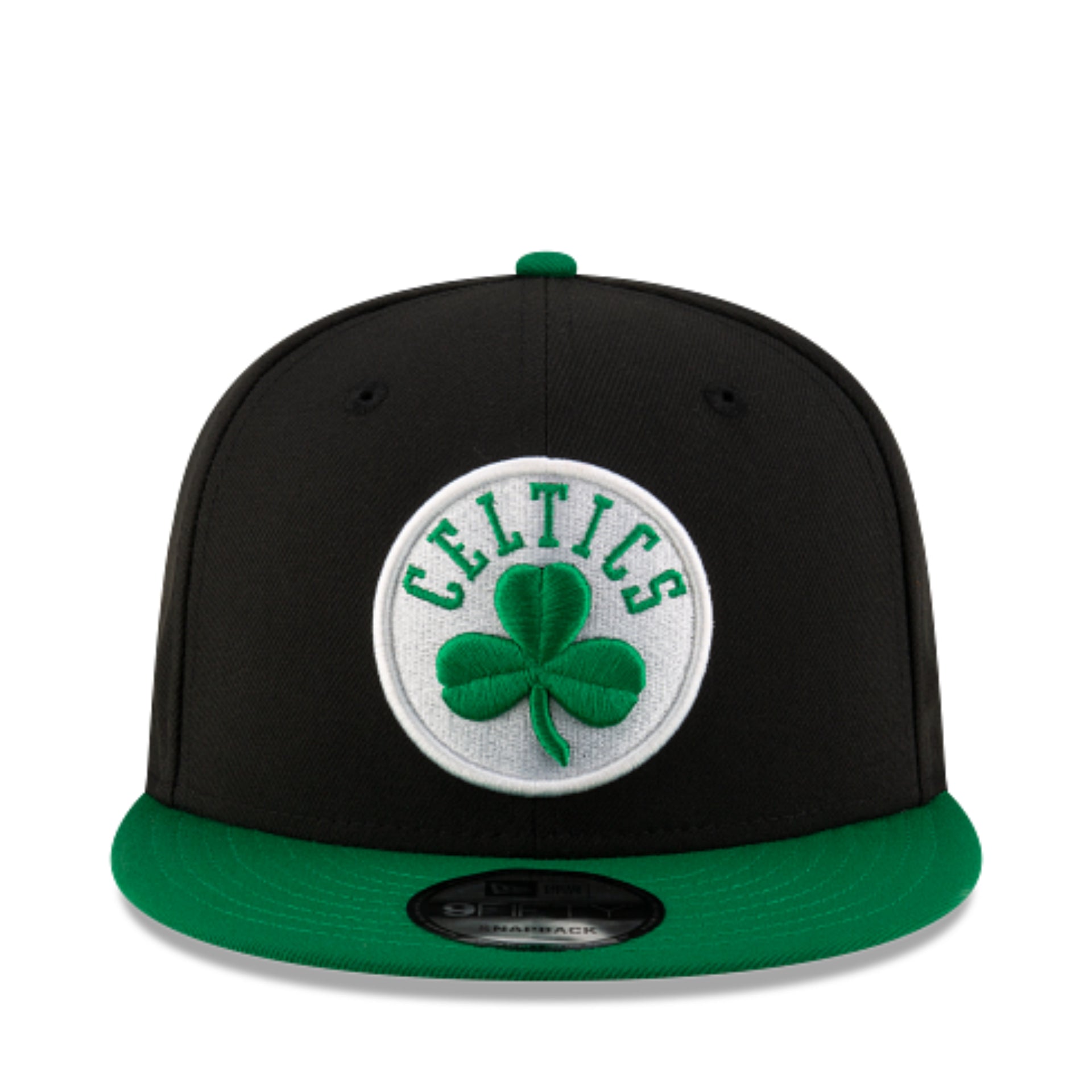 New Era NBA Boston Celtics Clover 9FIFTY Snapback Hat - Black/Green 2 Tone front view
