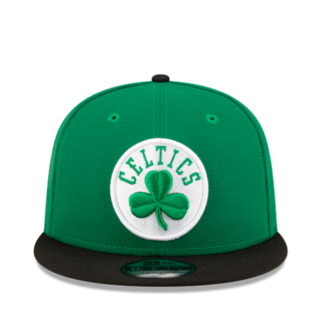 Front View of New Era Boston Celtics Green Black 9FIFTY Snapback Hat