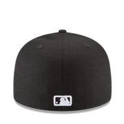 Back view of New Era Boston Red Sox 59FIFTY fitted black hat