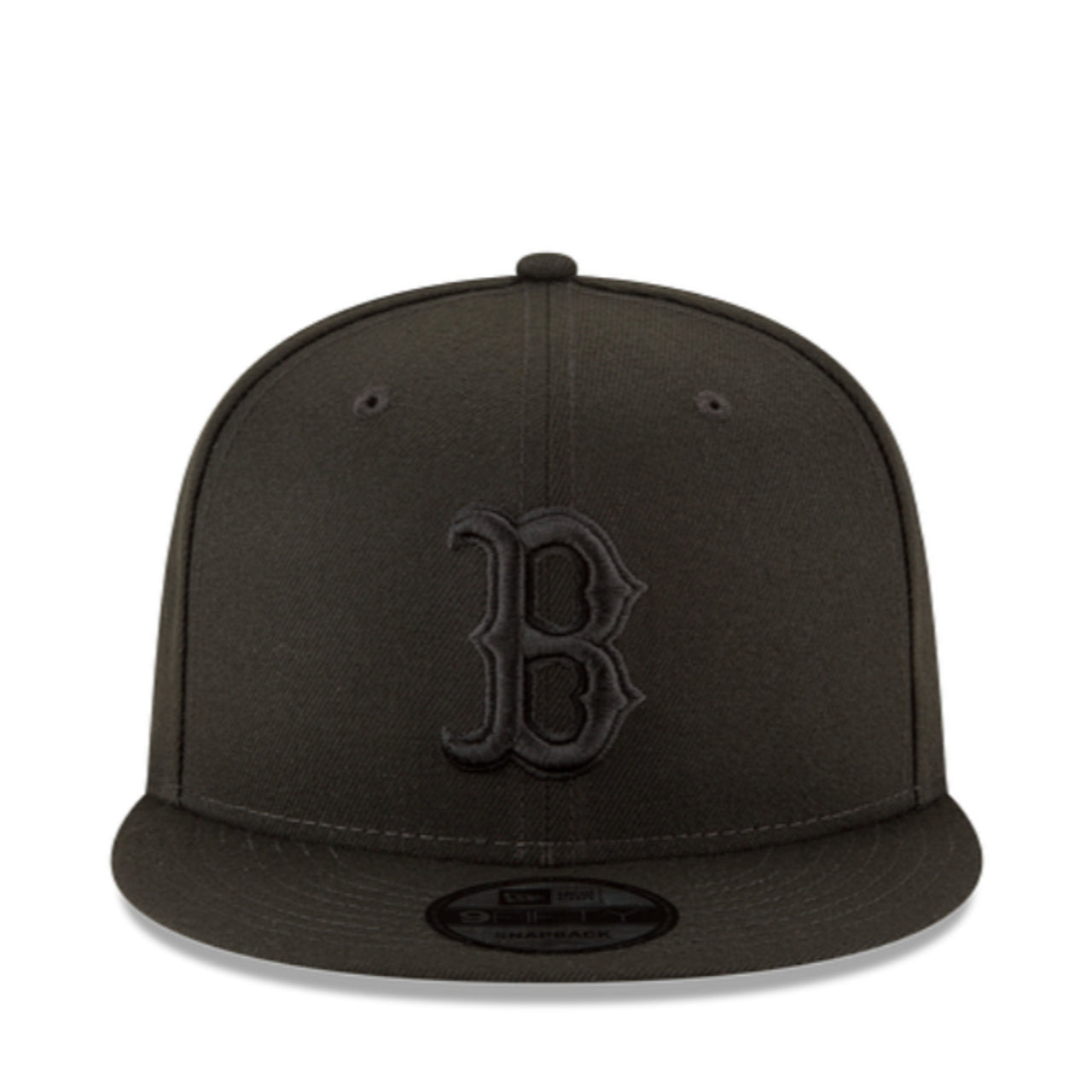 New Era Boston Red Sox Black on Black 9FIFTY Snapback Hat front view