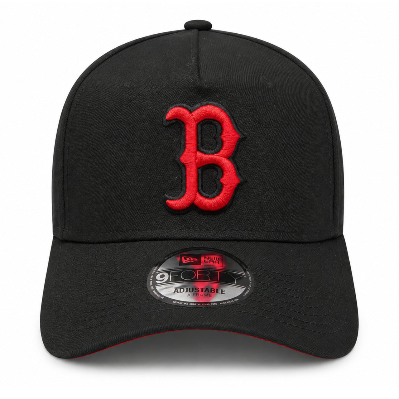 New Era Boston Red Sox Black Red A-Frame 9FORTY Snapback Hat front view