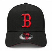 New Era Boston Red Sox Black Red A-Frame 9FORTY Snapback Hat front view