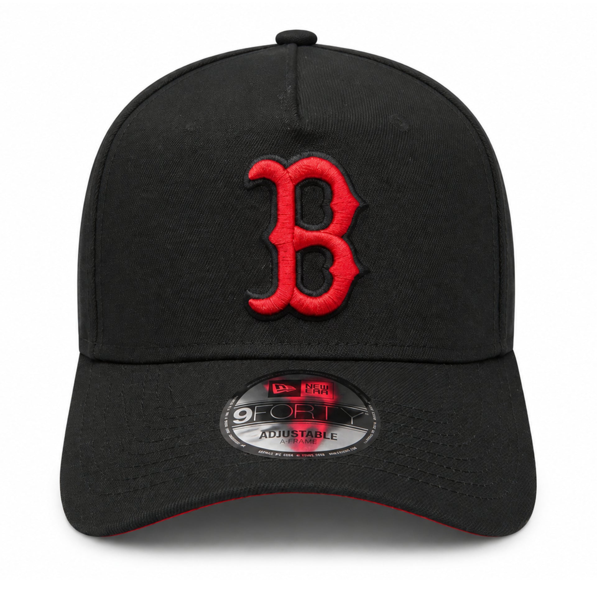 New Era Boston Red Sox Black Red A-Frame 9FORTY Snapback Hat front view