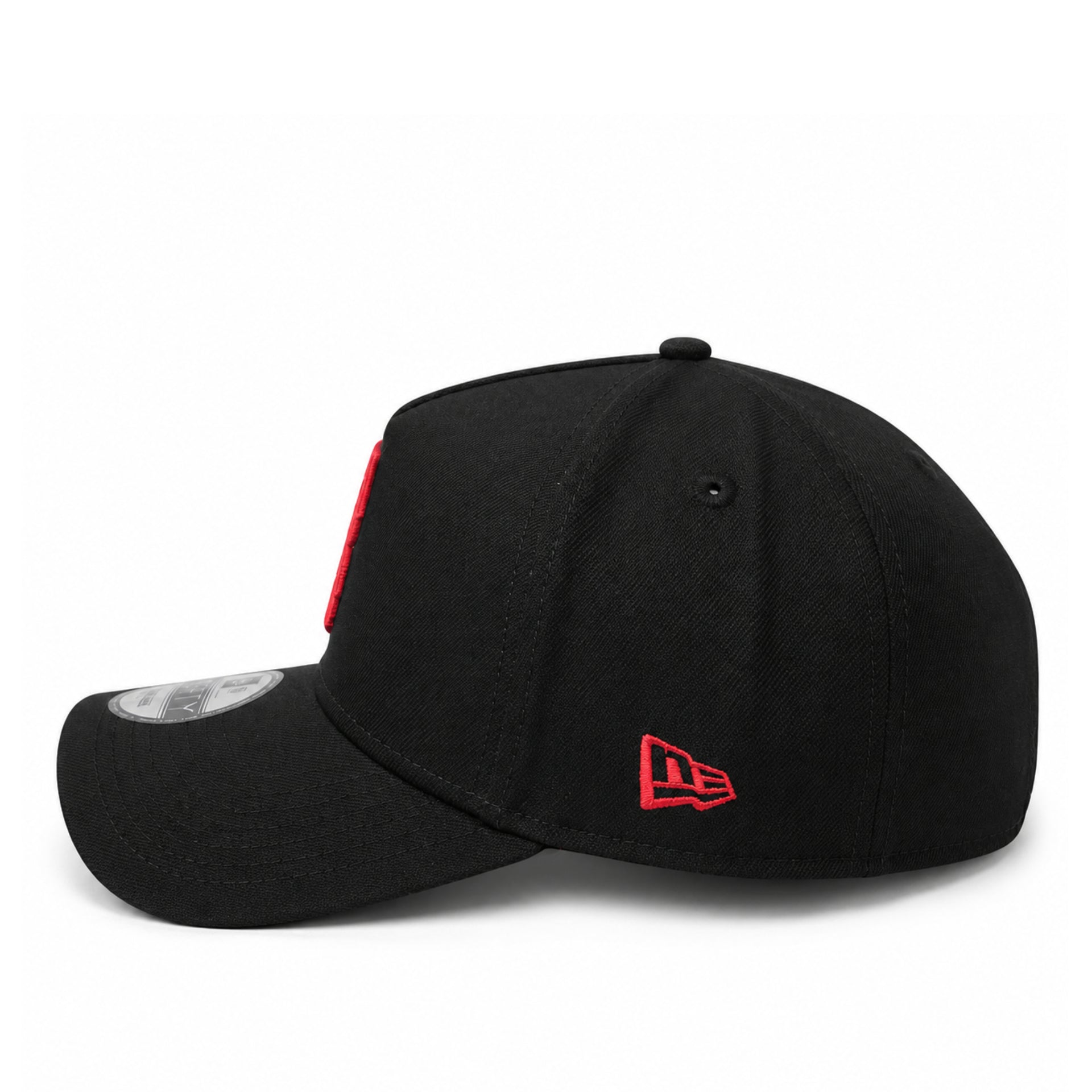 New Era Boston Red Sox Black Red A-Frame 9FORTY Snapback Hat left side view