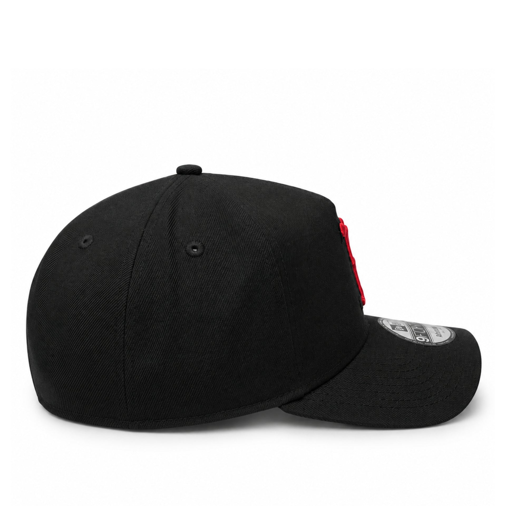 New Era Boston Red Sox Black Red A-Frame 9FORTY Snapback Hat right side view