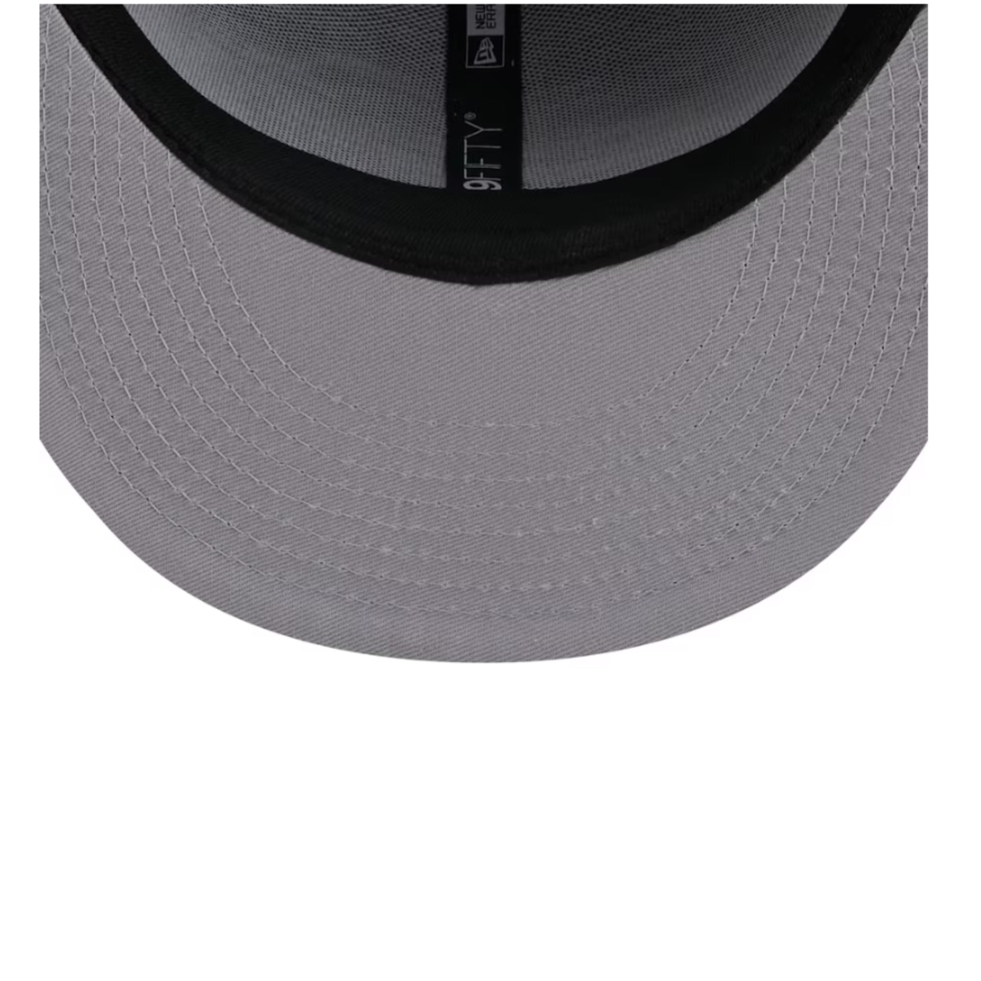 Close-up of a gray cap with black interior on a white background