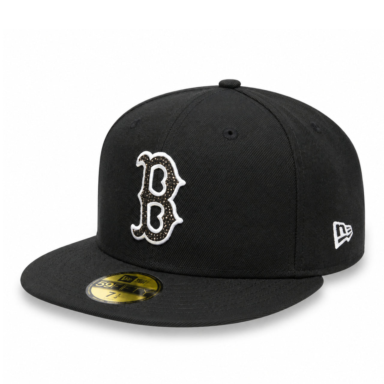Black cap with camouflage design and yellow stars on a white background