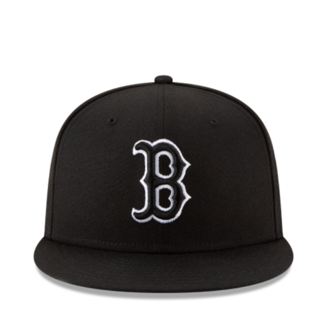 New Era Boston Red Sox 59fifty Fitted Hat - Black White outlined front view
