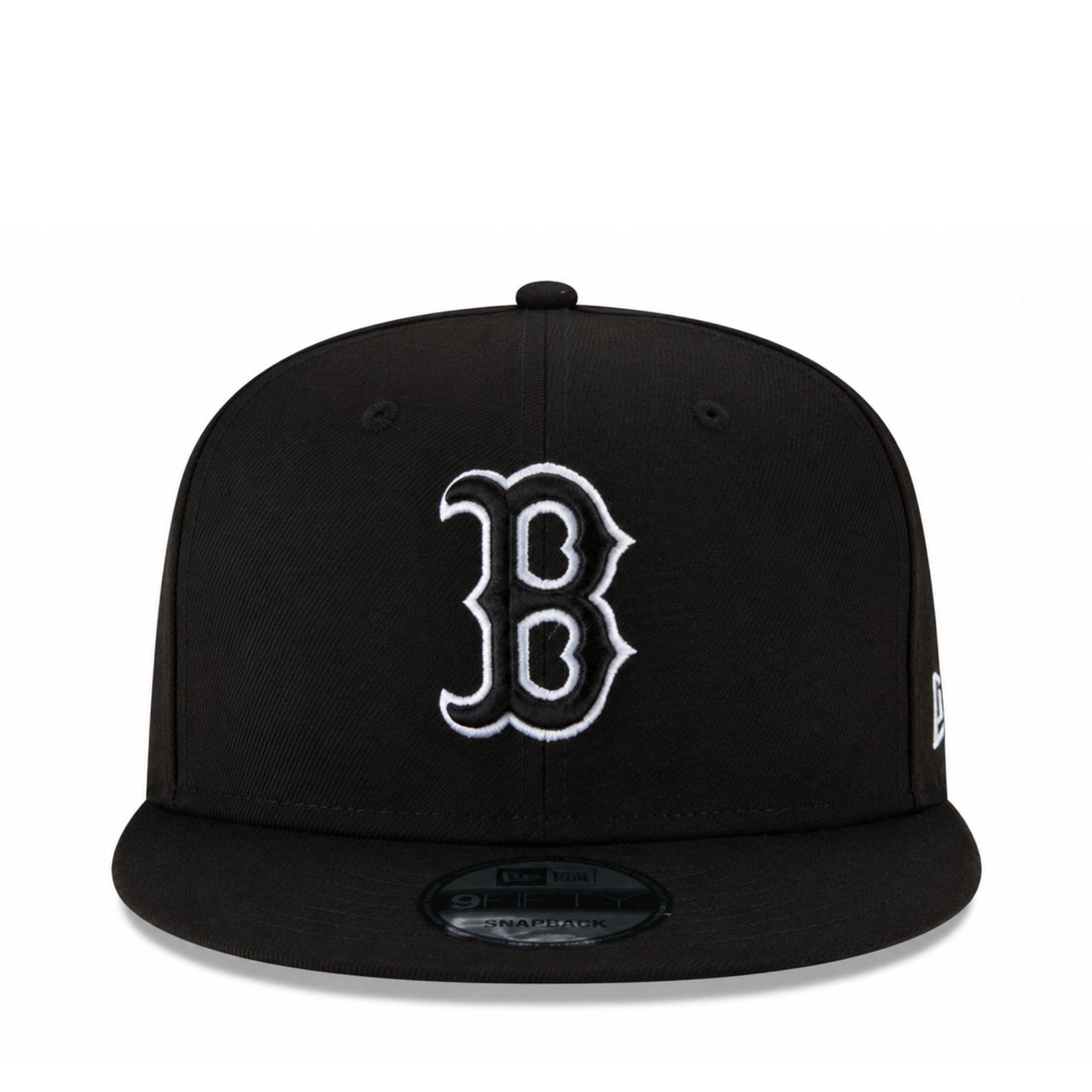 New Era Boston Red Sox Black White Outlined 9FIFTY Snapback Hat front view