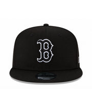 New Era Boston Red Sox Black White Outlined 9FIFTY Snapback Hat front view