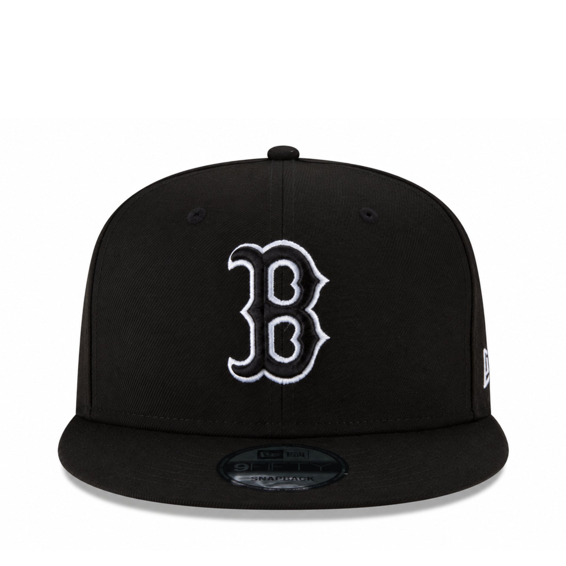 New Era Boston Red Sox Black White Outlined 9FIFTY Snapback Hat front view