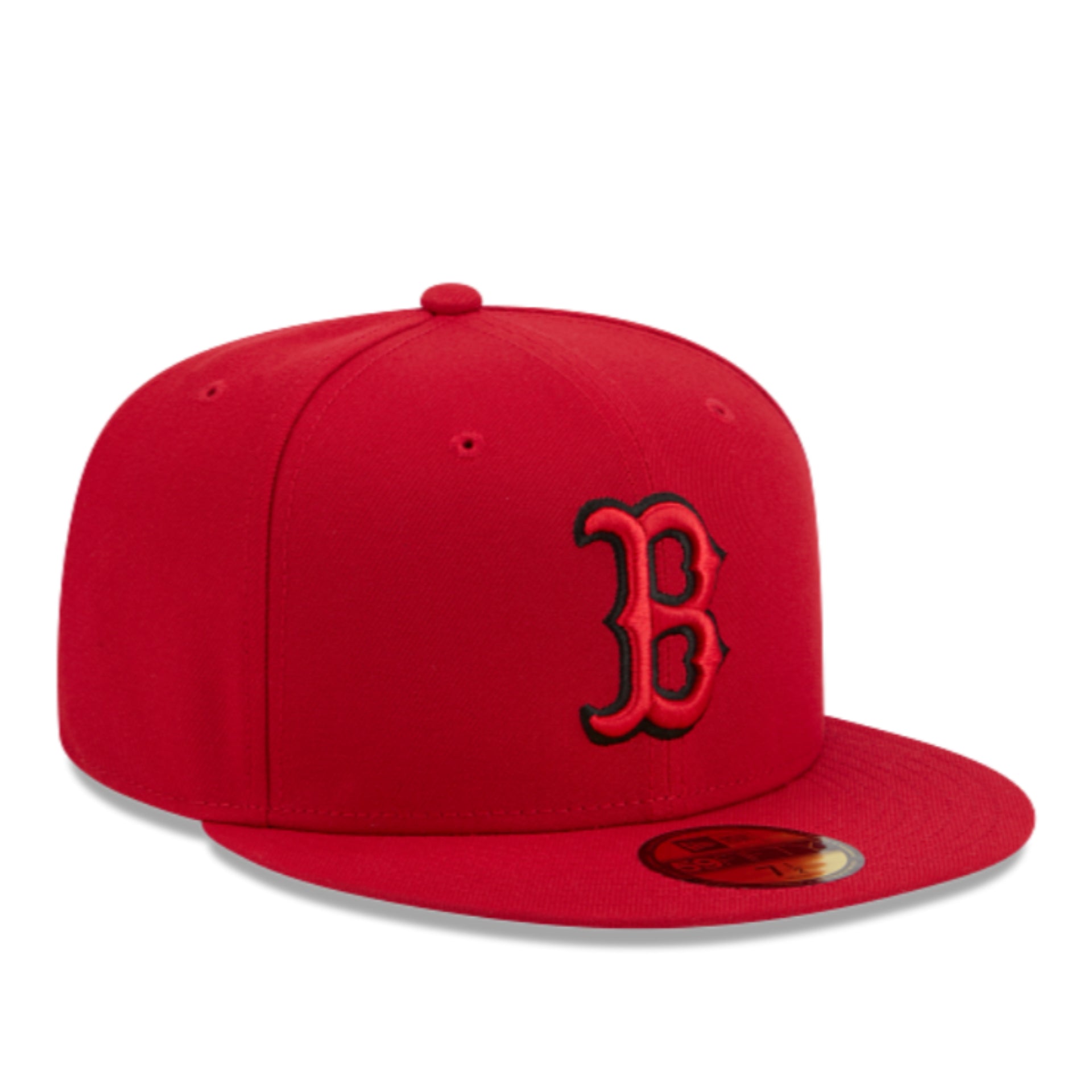 New Era Boston Red Sox Red Black Outlined 59FIFTY Fitted Hat front right angle view
