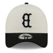 New Era Boston Red Sox Upside Down Chrome Black 9FORTY A-Frame Snapback Hat front view