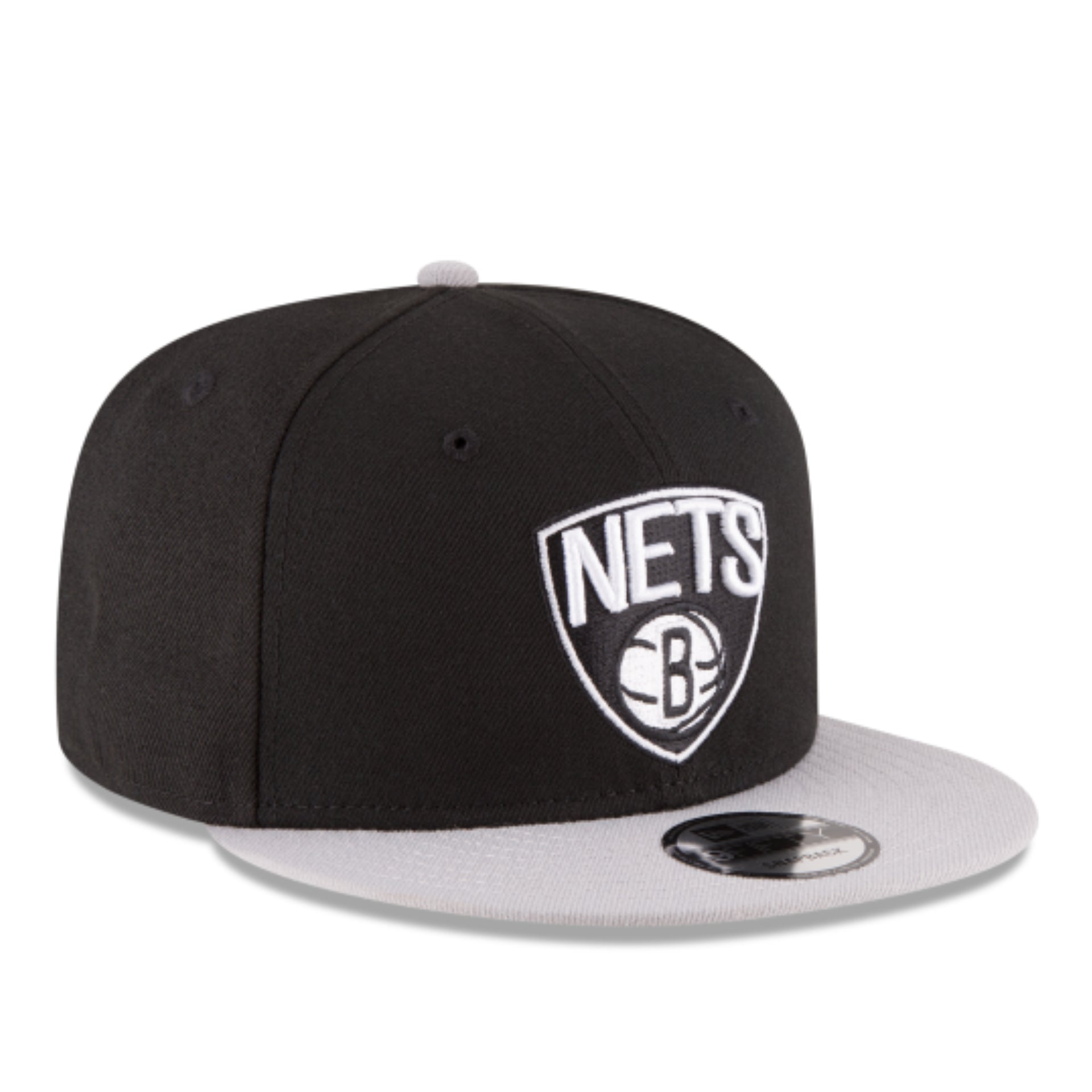 New Era NBA Brooklyn Nets 9FIFTY Snapback Hat - Black/Gray 2 Tone front right view