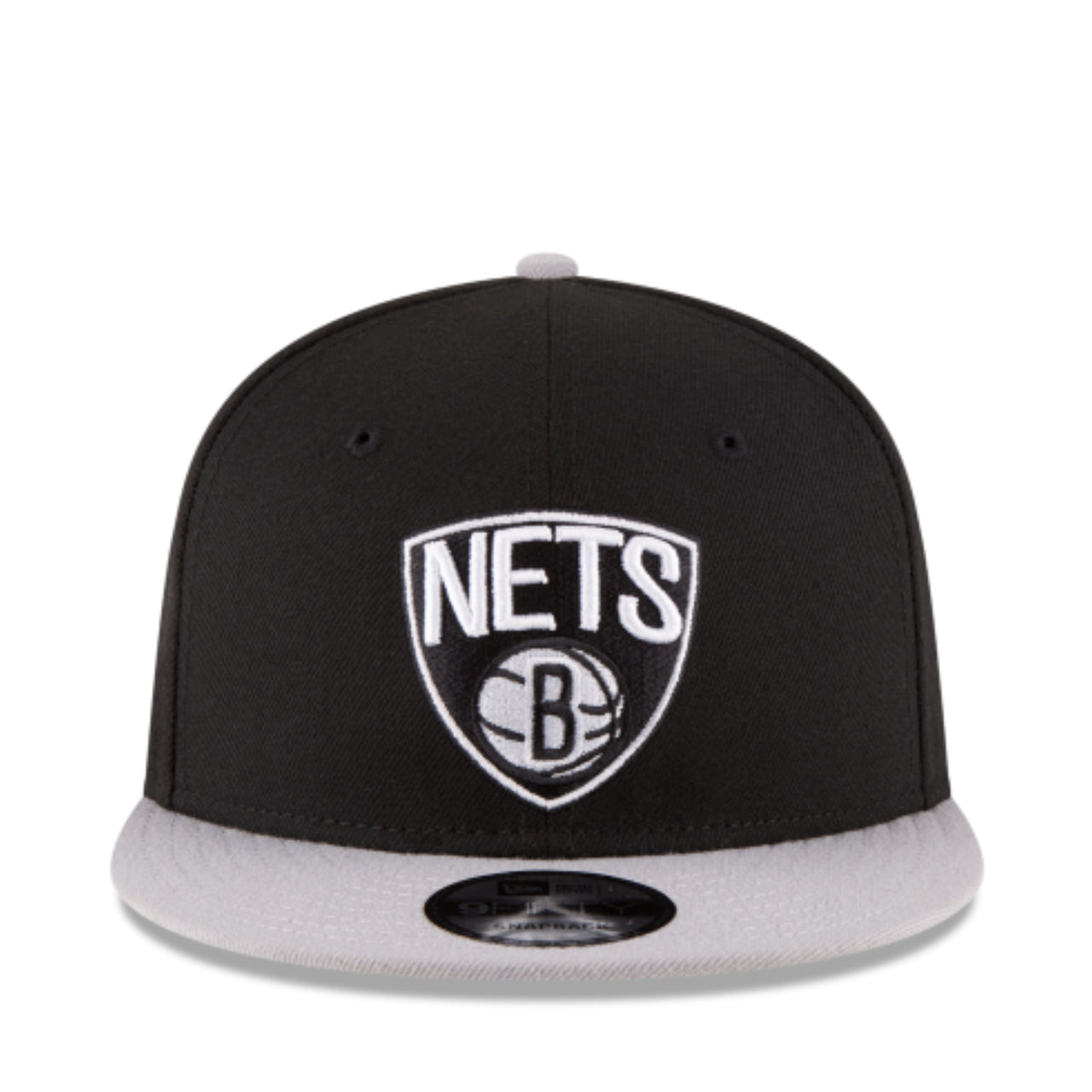 New Era NBA Brooklyn Nets 9FIFTY Snapback Hat - Black/Gray 2 Tone front view