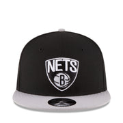 New Era NBA Brooklyn Nets 9FIFTY Snapback Hat - Black/Gray 2 Tone front view
