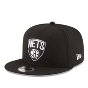 New Era NBA Brooklyn Nets 9FIFTY Snapback Hat - Black White front left view