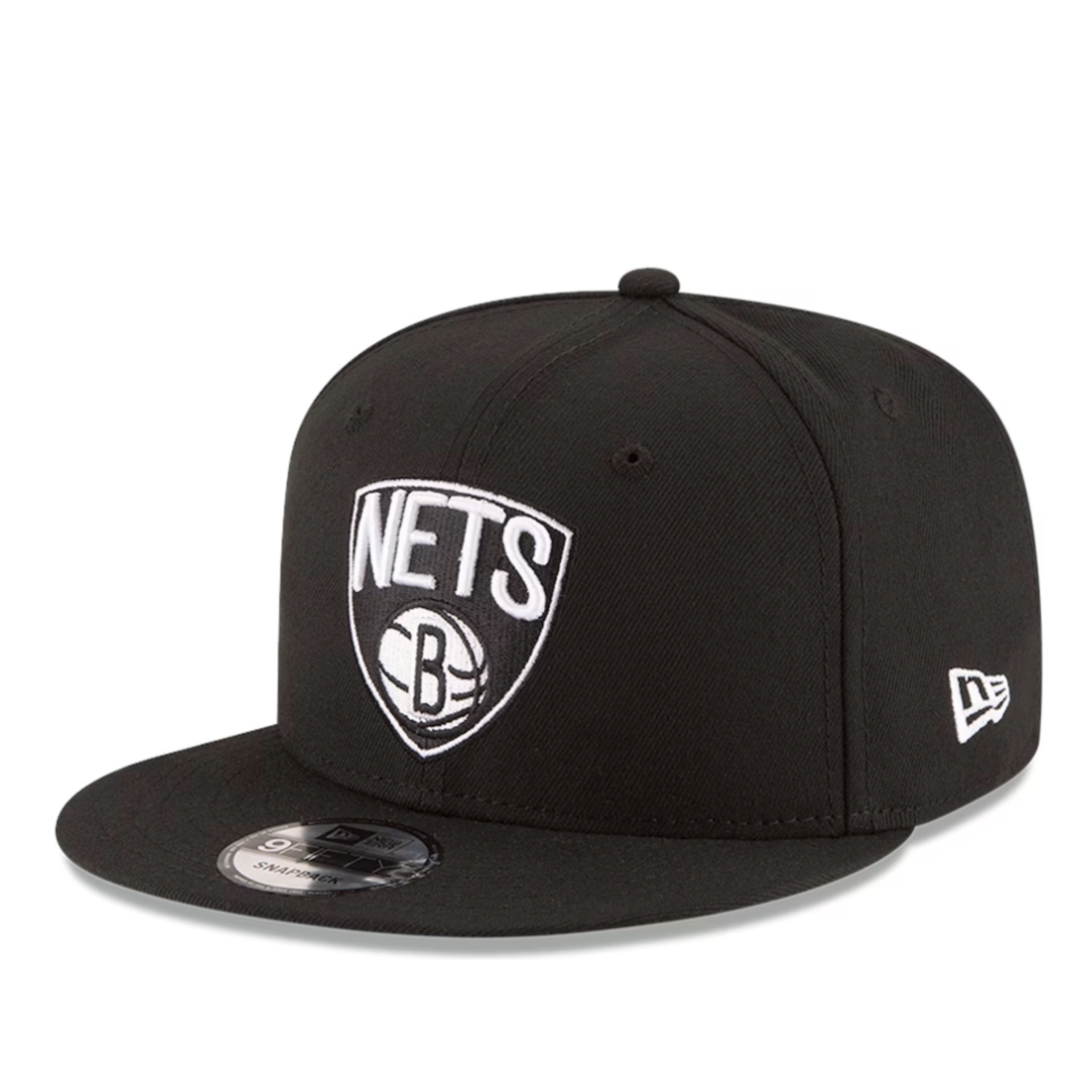 New Era NBA Brooklyn Nets 9FIFTY Snapback Hat - Black White front left view