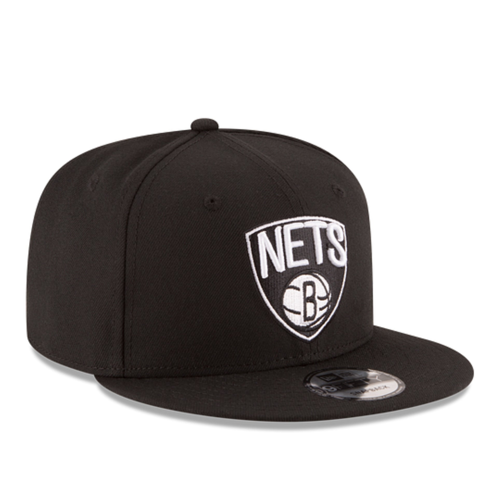 New Era NBA Brooklyn Nets 9FIFTY Snapback Hat - Black White front right view