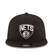 New Era NBA Brooklyn Nets 9FIFTY Snapback Hat - Black White front view