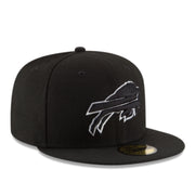 New Era NFL Buffalo Bills Black White Outlined 59Fifty Fitted Hat front right view