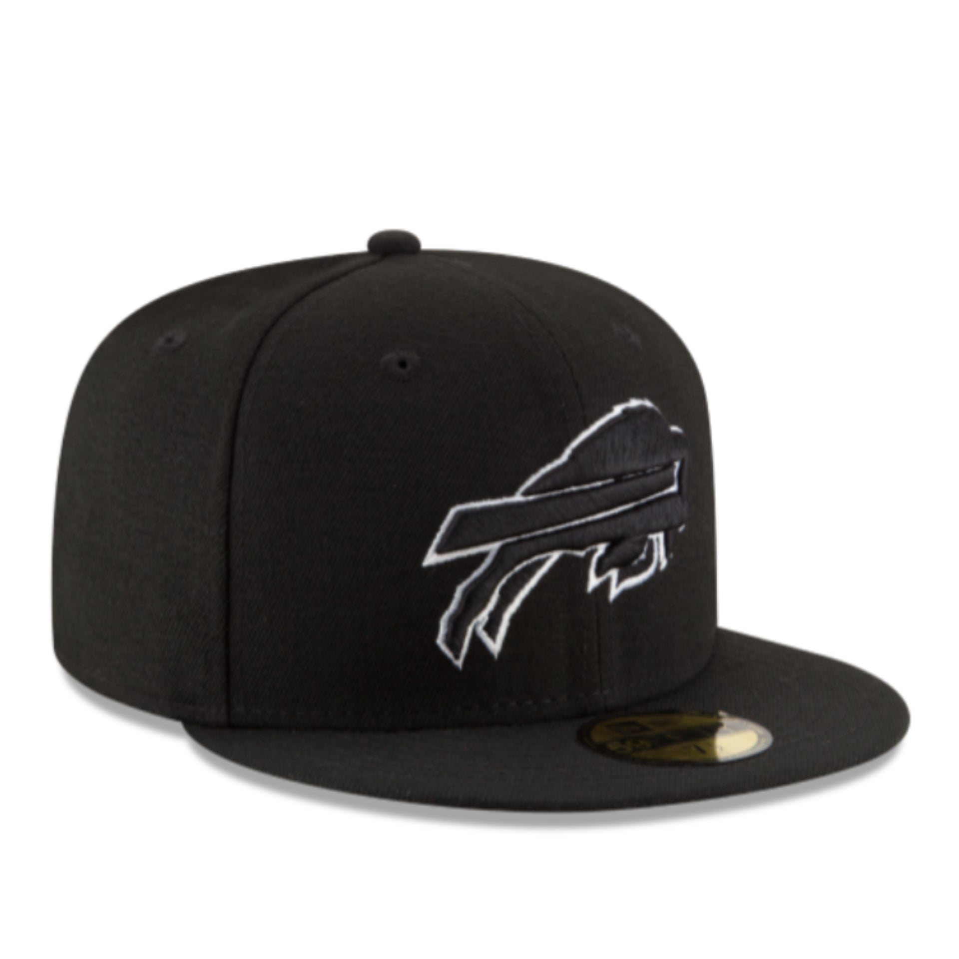 New Era NFL Buffalo Bills Black White Outlined 59Fifty Fitted Hat front right view