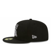 New Era Los Angeles California Angels CA Black White 59FIFTY Fitted Hat left side view