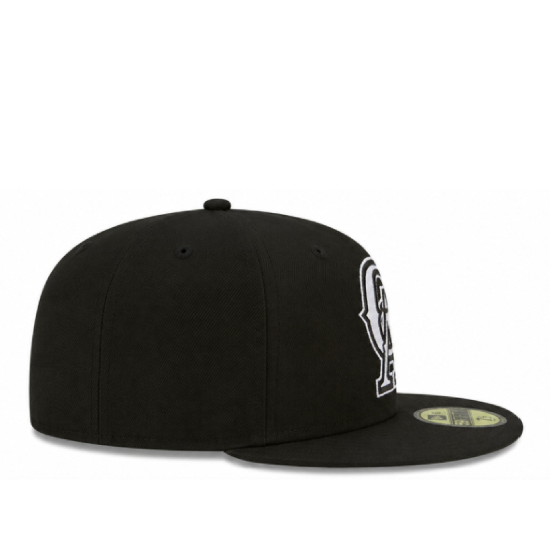 New Era Los Angeles California Angels CA Black White 59FIFTY Fitted Hat right side view