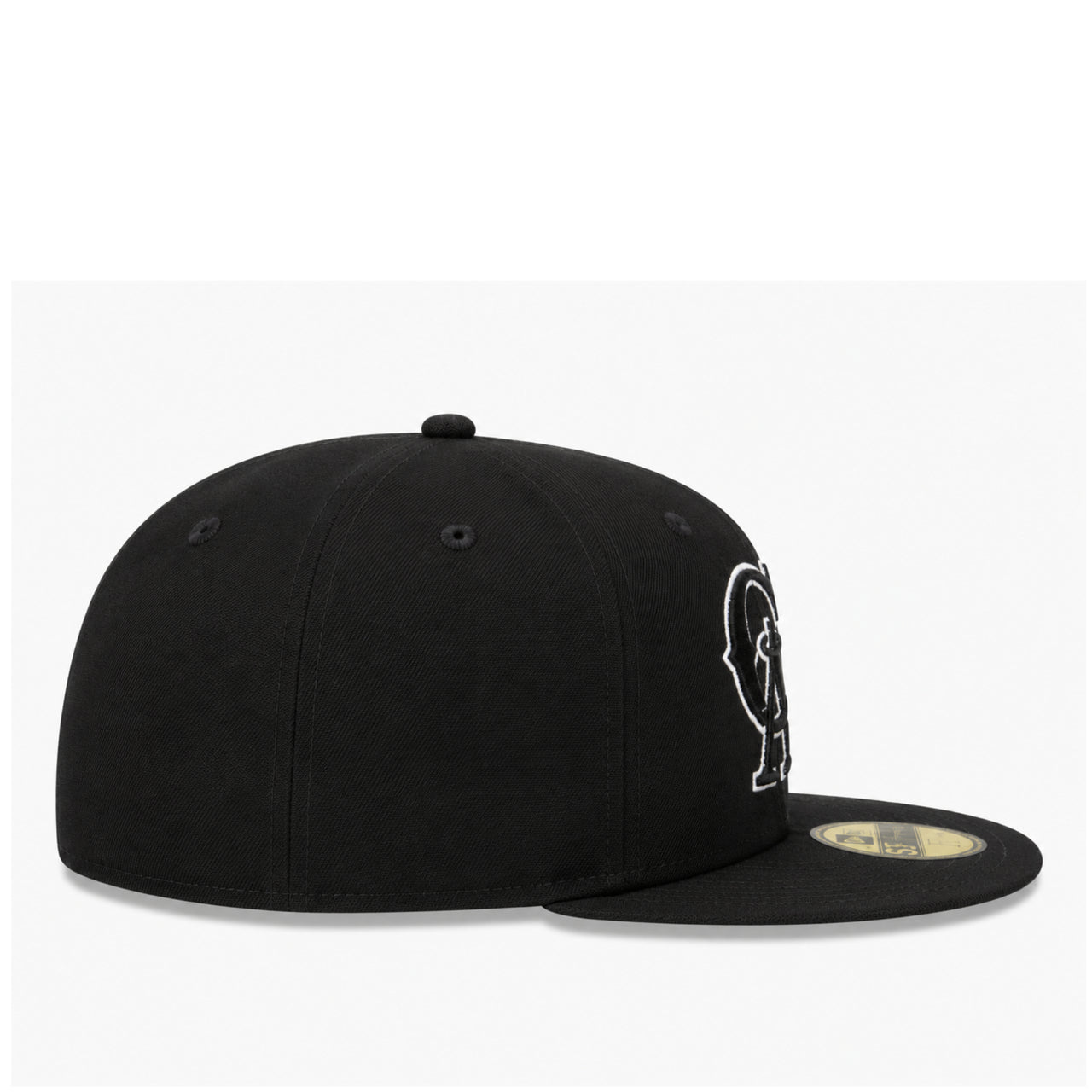 New Era 59Fifty California Angels Black White Outlined Fitted Hat right side view
