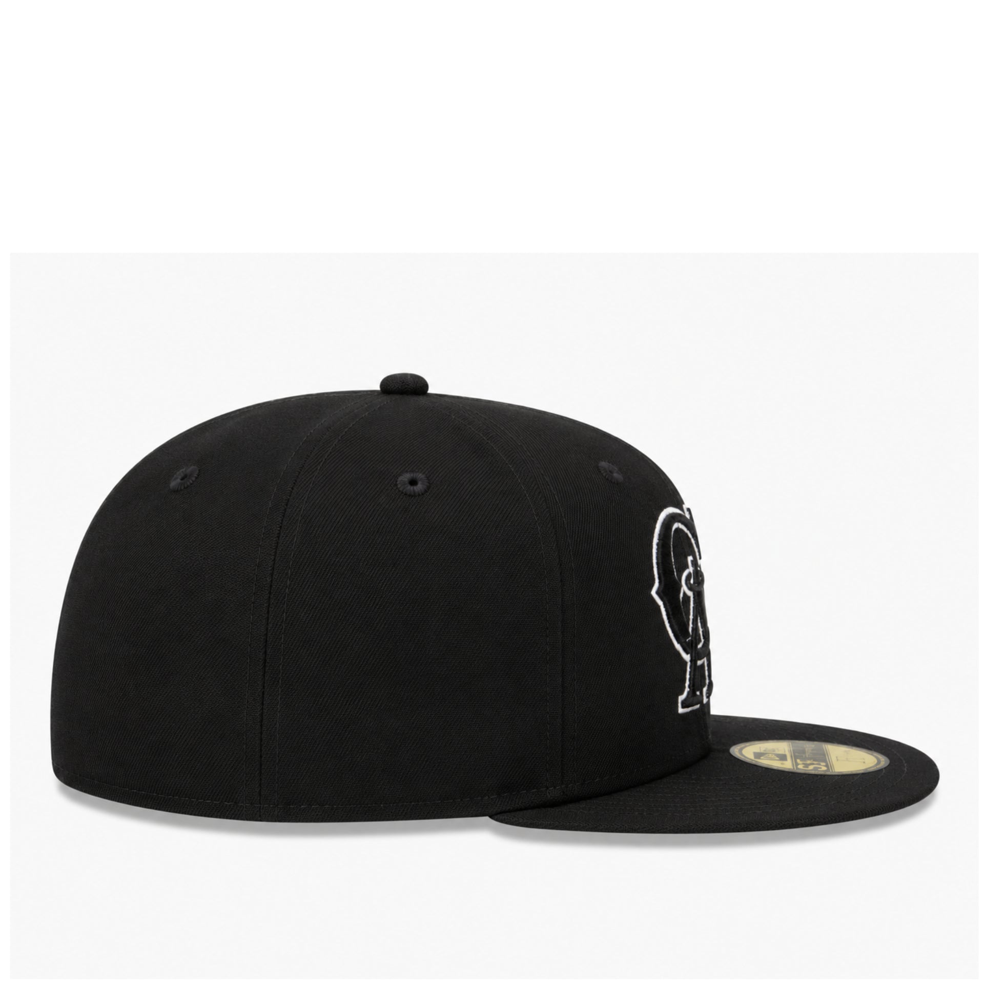 New Era 59Fifty California Angels Black White Outlined Fitted Hat right side view