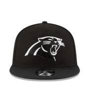 Front view of New Era Carolina Panthers Black White 9Fifty Snapback Hat