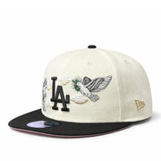 New Era Los Angeles Dodgers Cherub 9FIFTY Snapback Hat - 100th Anniversary Chrome/Black front left view