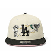 New Era Los Angeles Dodgers Cherub 9FIFTY Snapback Hat - 100th Anniversary Chrome/Black front view