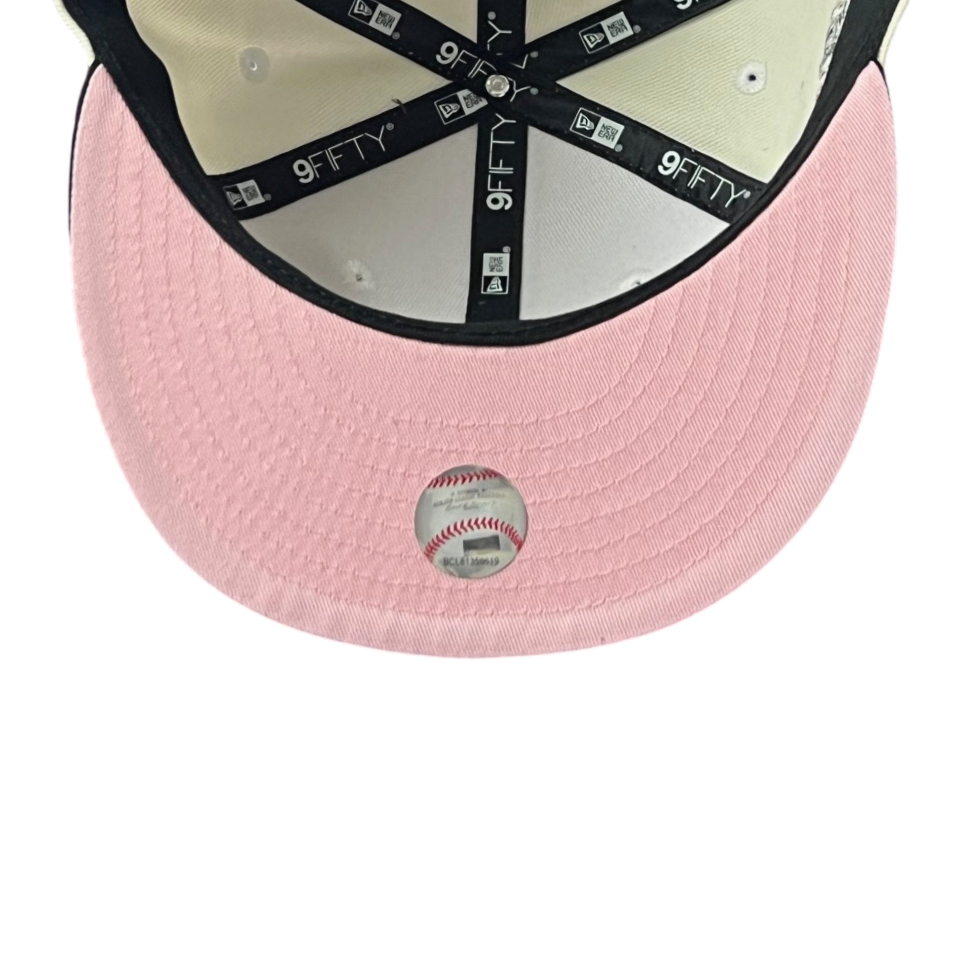 New Era Los Angeles Dodgers Cherub 9FIFTY Snapback Hat - 100th Anniversary Chrome/Black under visor view