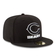 New Era Chicago Bears 59FIFTY Fitted Hat - Black White Outlined front right view