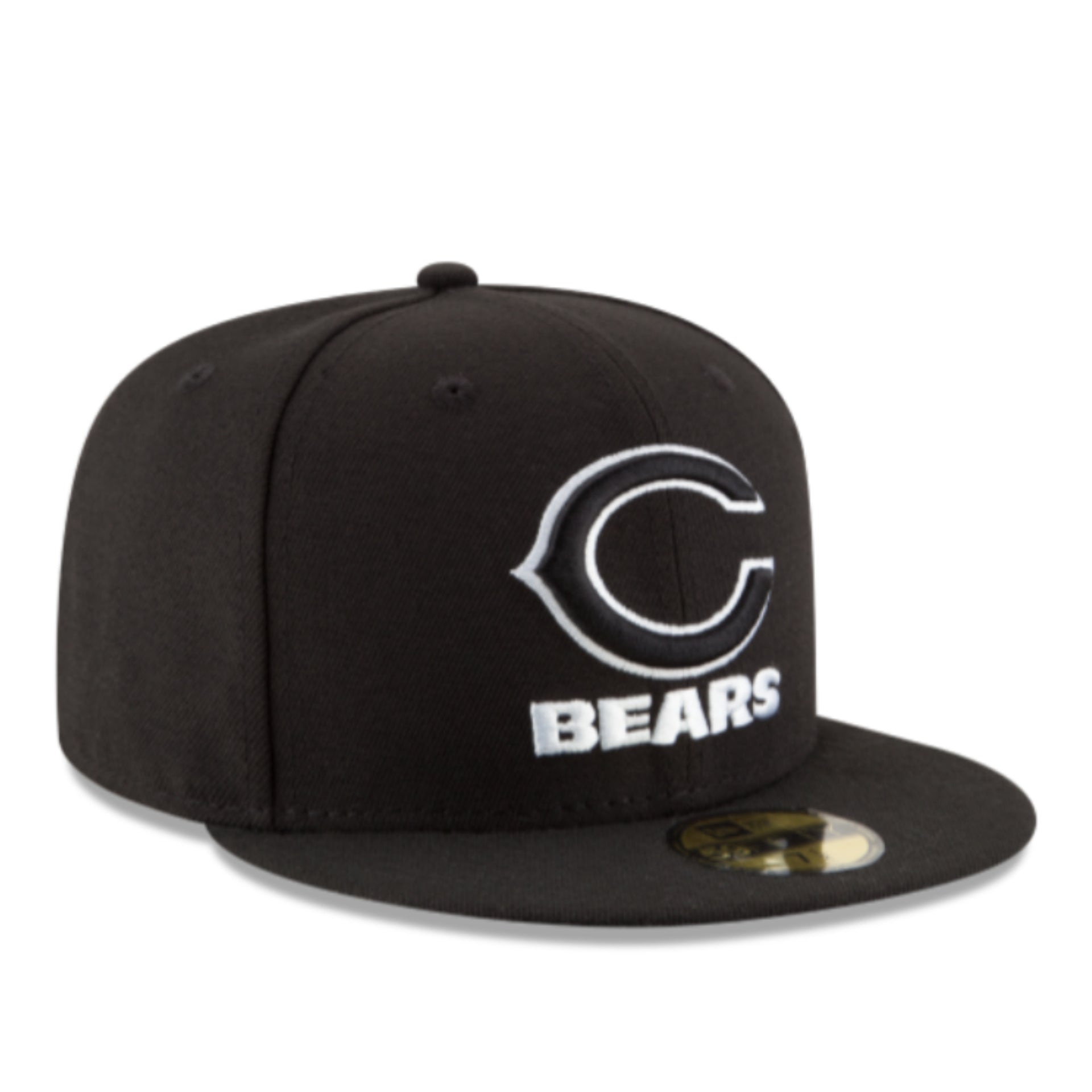 New Era Chicago Bears 59FIFTY Fitted Hat - Black White Outlined front right view
