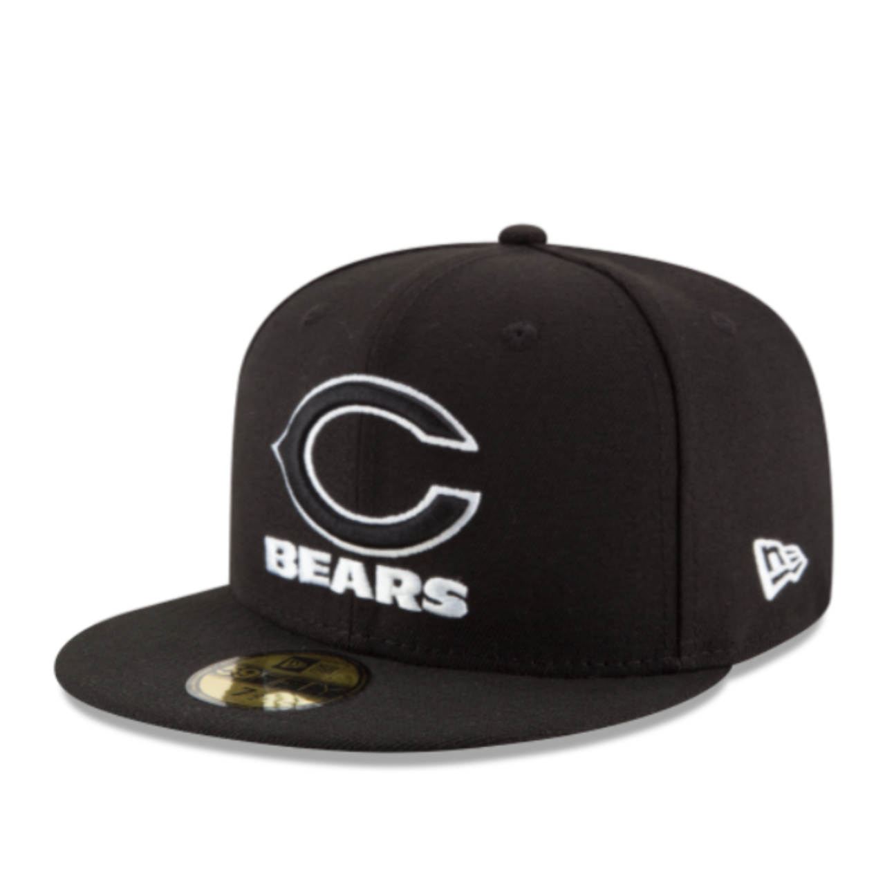 New Era Chicago Bears 59FIFTY Fitted Hat - Black White Outlined front left view