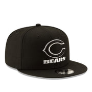New Era Chicago Bears Black White 9FIFTY Snapback Hat front right angled view