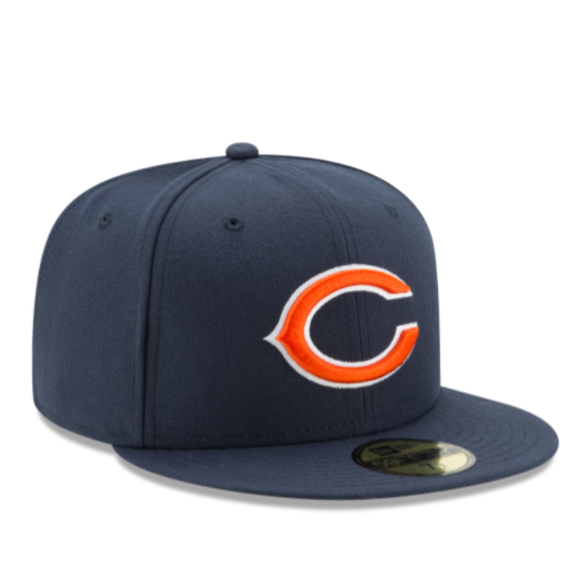 New Era Chicago Bears Navy Orange 59FIFTY Fitted Hat front right view