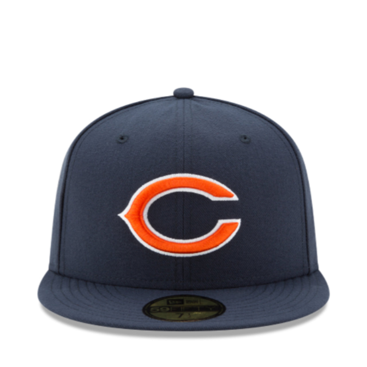New Era Chicago Bears Navy Orange 59FIFTY Fitted Hat front view