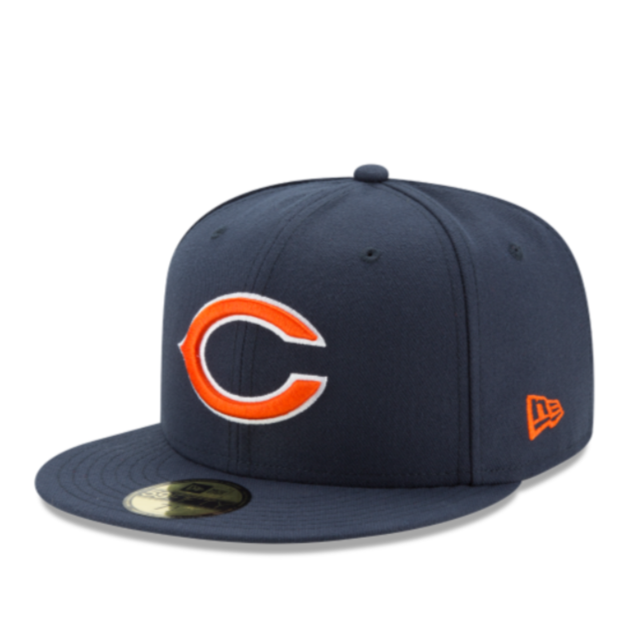 New Era Chicago Bears Navy Orange 59FIFTY Fitted Hat front left view