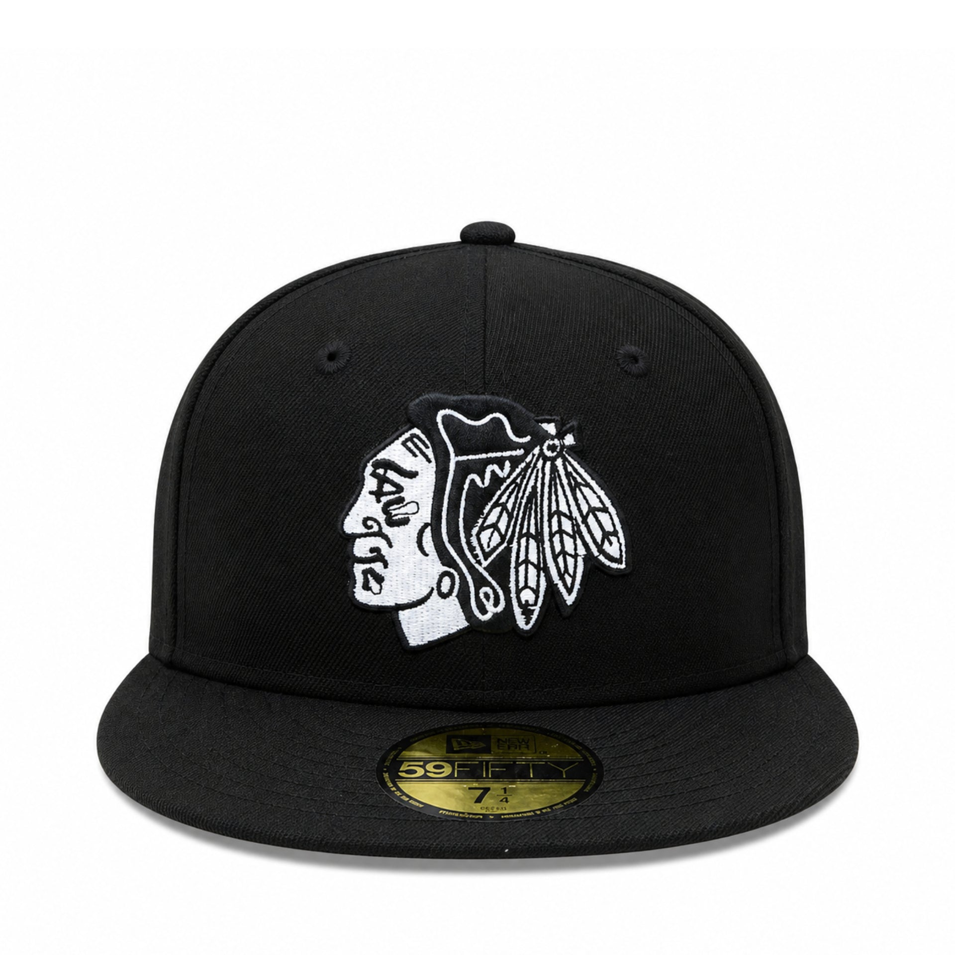 New Era Chicago Blackhawks 59FIFTY Fitted Hat - Black/White front view