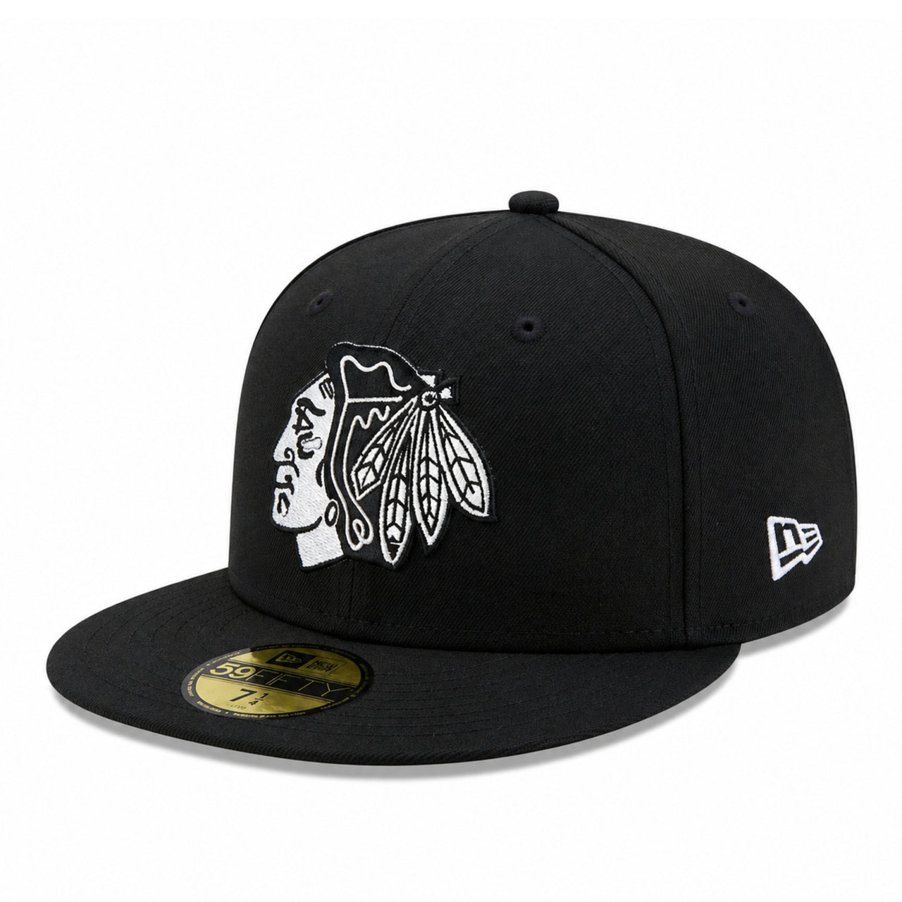 New Era Chicago Blackhawks 59FIFTY Fitted Hat - Black/White front left view