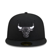 New Era Chicago Bulls Black Gray 59FIFTY Fitted Hat front view