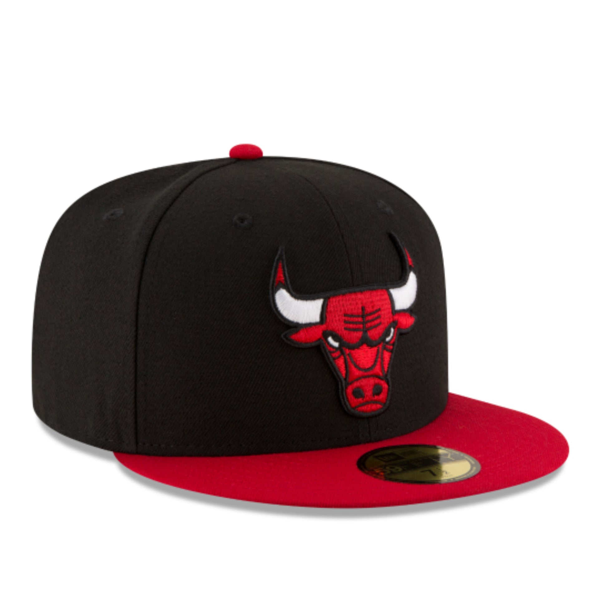 New Era NBA Chicago Bulls 59FIFTY Fitted Hat - Black/Red 2 Tone front right view