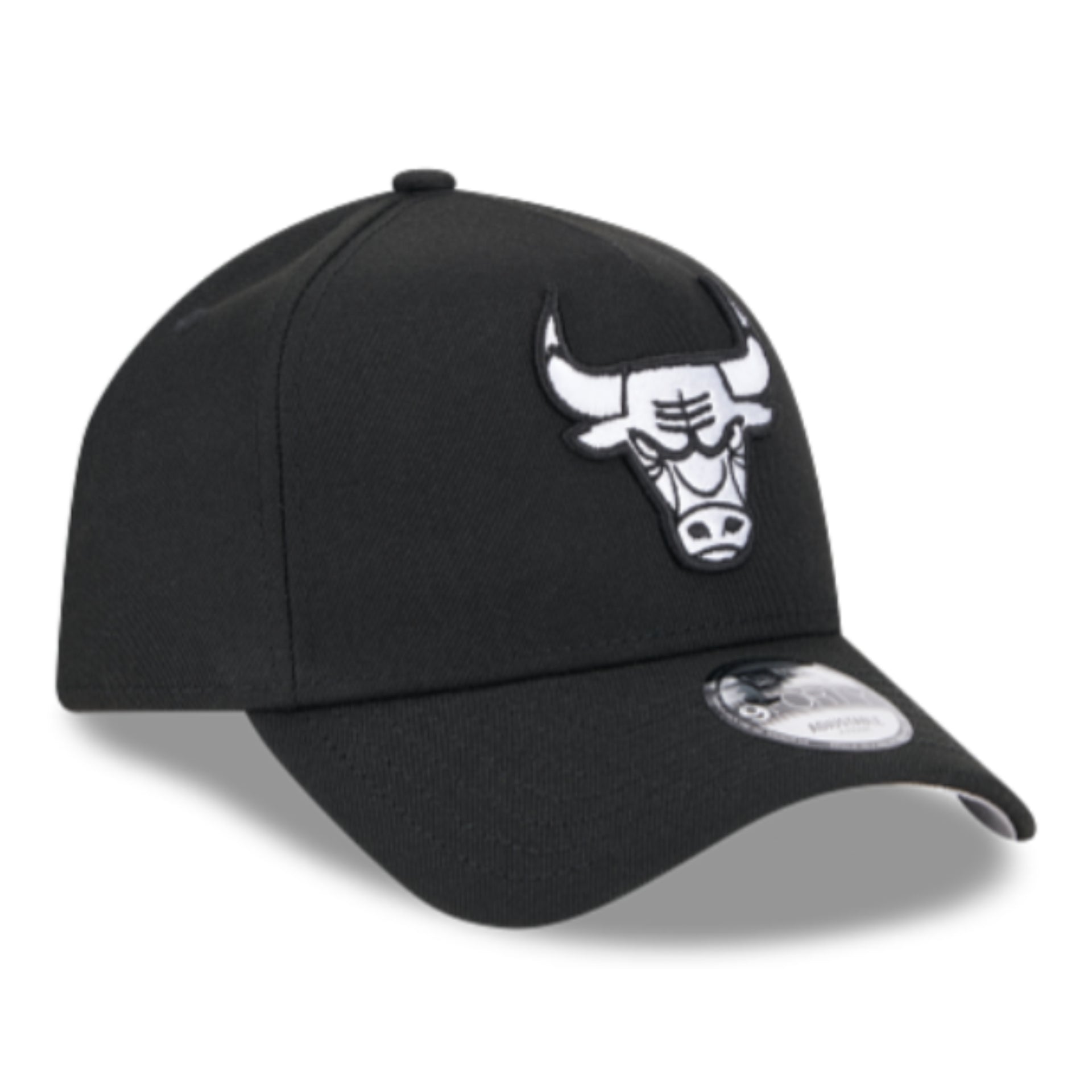New Era Chicago Bulls Black 9FORTY A-Frame Snapback Hat front right angle view