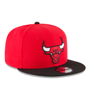 New Era Chicago Bulls 9FIFTY Snapback Hat - Red/Black 2 Tone front right view