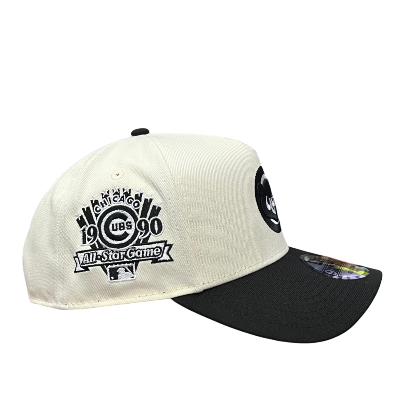 side of Chicago Cubs Cooperstown Chrome Black 1990 ASG 9FORTY A-Frame Snapback Hat